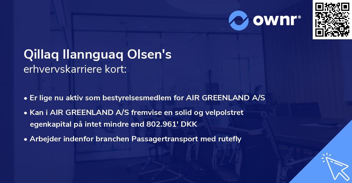 Qillaq Ilannguaq Olsen's erhvervskarriere kort