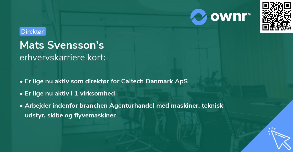 Mats Svensson's erhvervskarriere kort