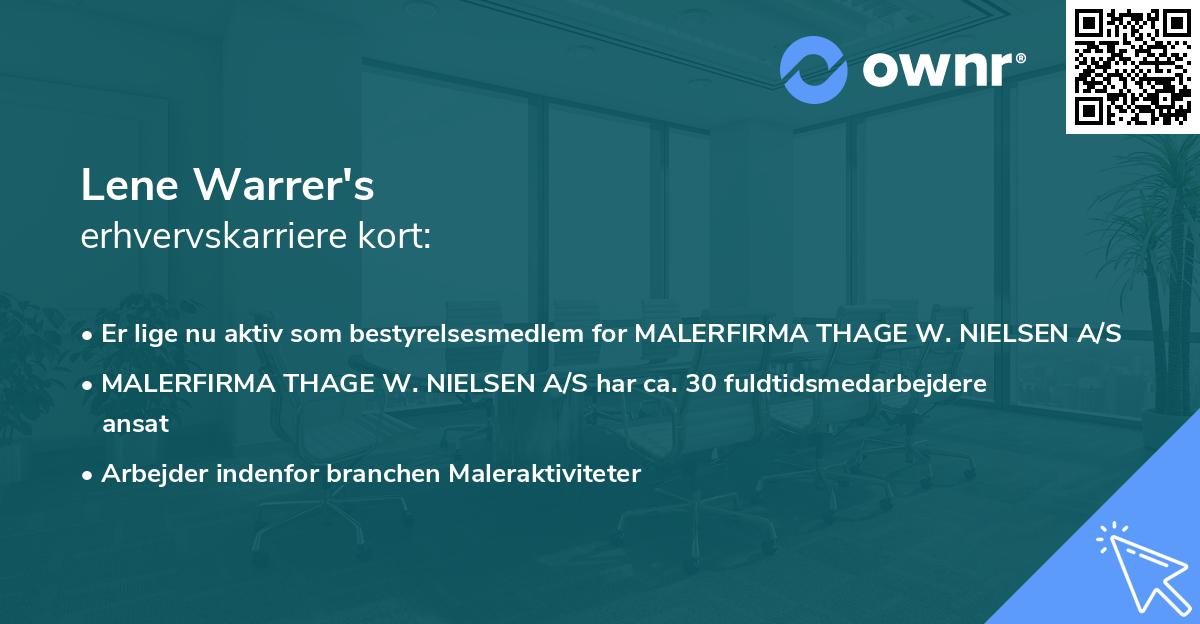 Lene Warrer's erhvervskarriere kort