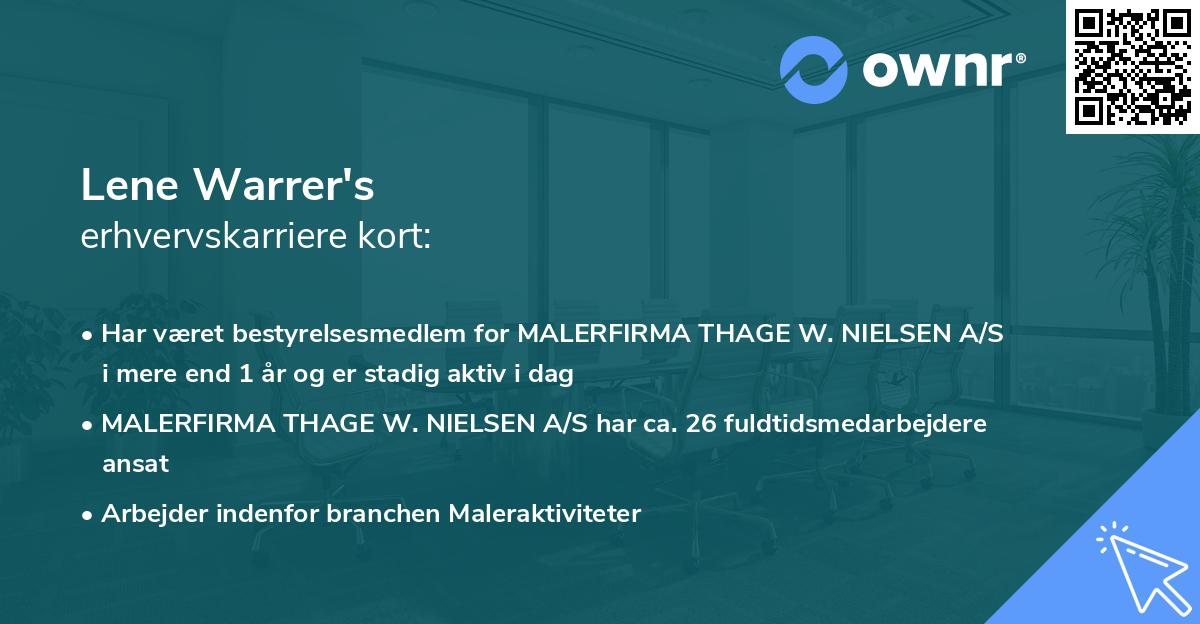 Lene Warrer's erhvervskarriere kort