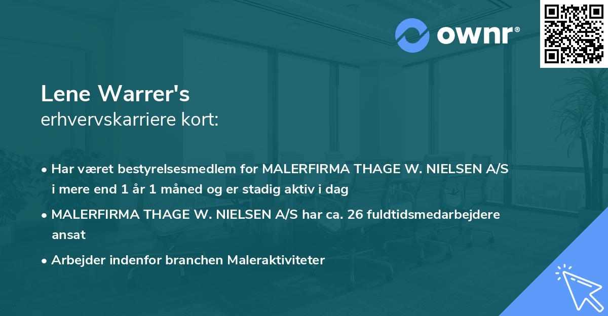 Lene Warrer's erhvervskarriere kort