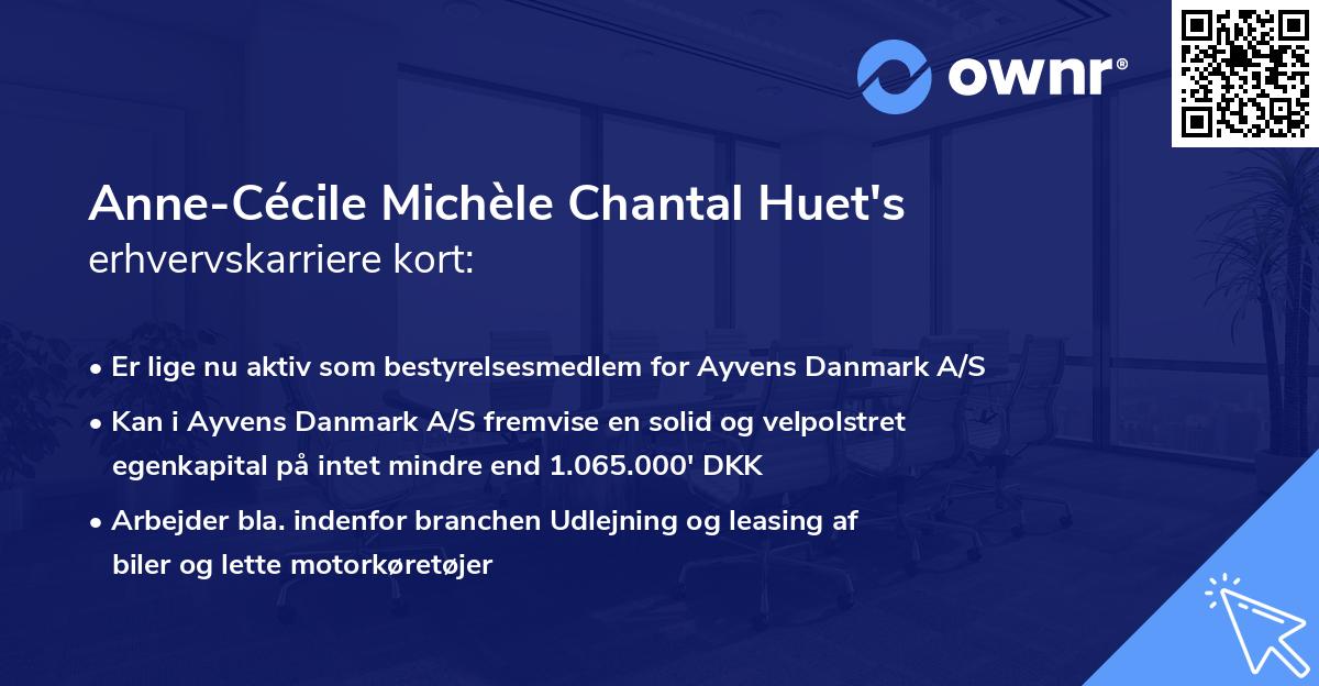 Anne-Cécile Michèle Chantal Huet's erhvervskarriere kort