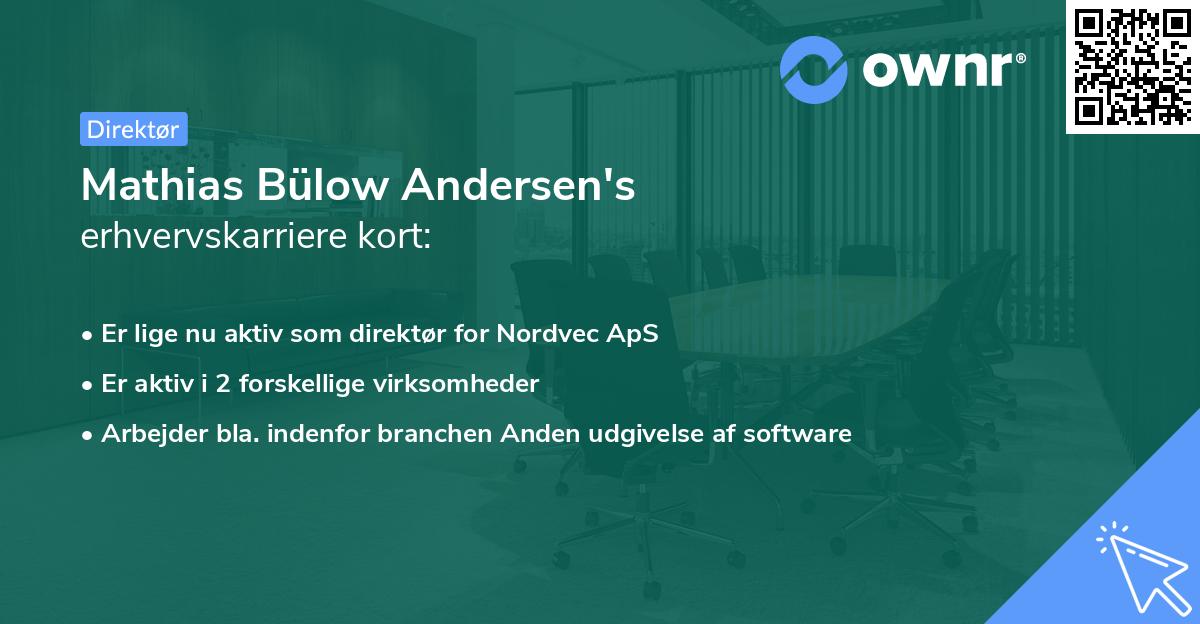Mathias Bülow Andersen's erhvervskarriere kort