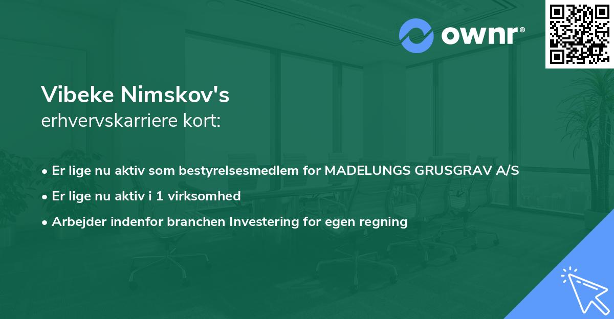 Vibeke Nimskov's erhvervskarriere kort