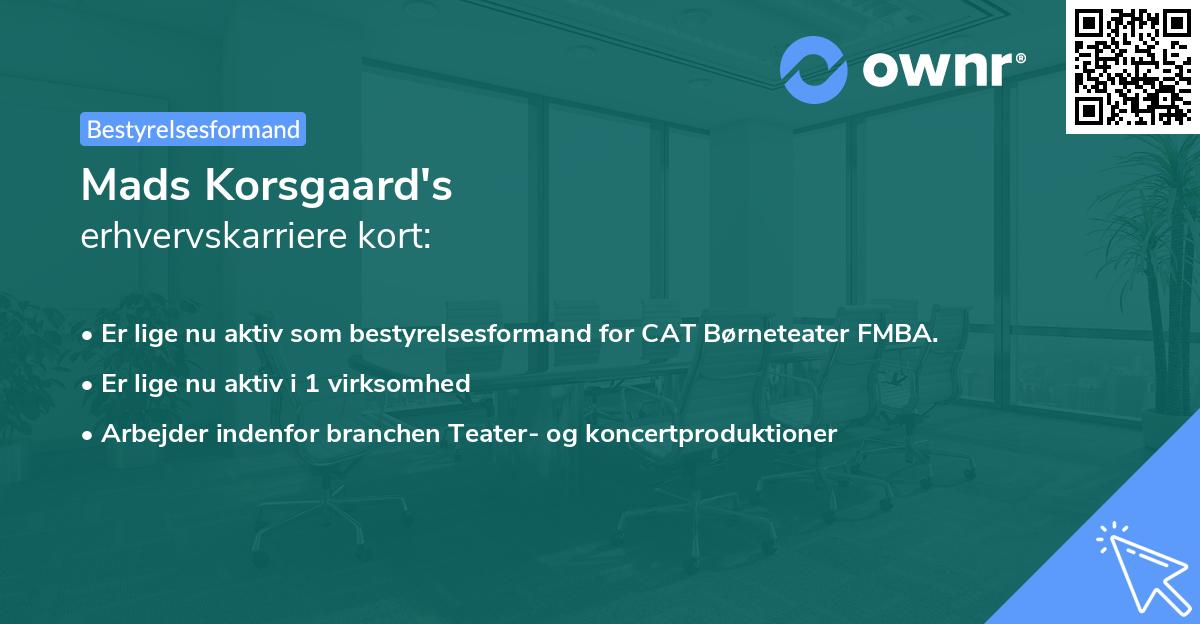 Mads Korsgaard's erhvervskarriere kort