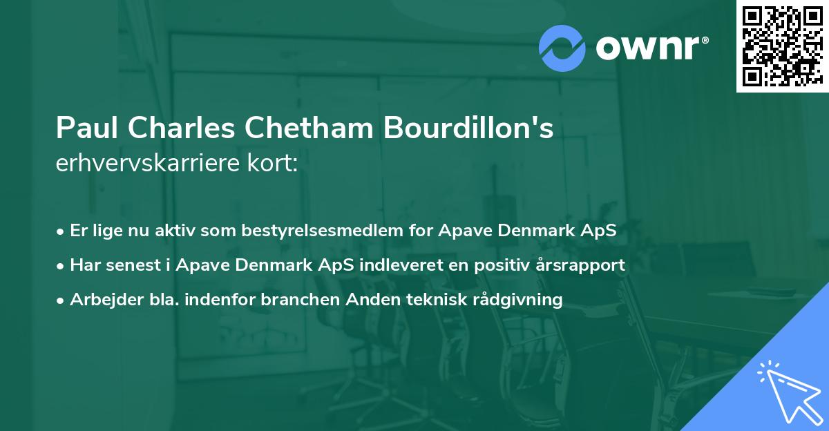 Paul Charles Chetham Bourdillon's erhvervskarriere kort