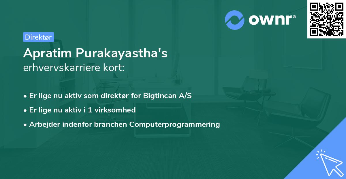Apratim Purakayastha's erhvervskarriere kort
