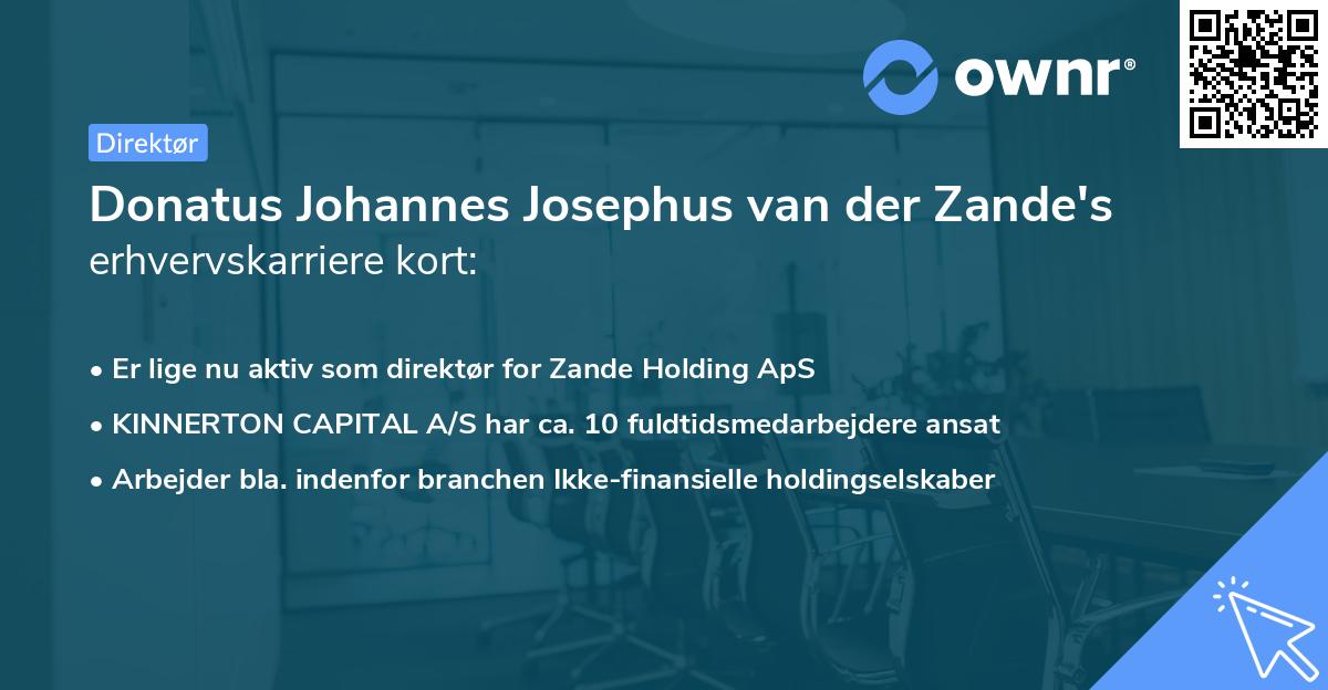 Donatus Johannes Josephus van der Zande's erhvervskarriere kort