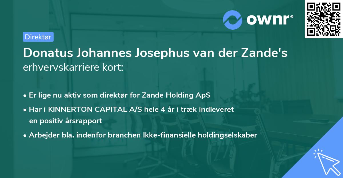 Donatus Johannes Josephus van der Zande's erhvervskarriere kort