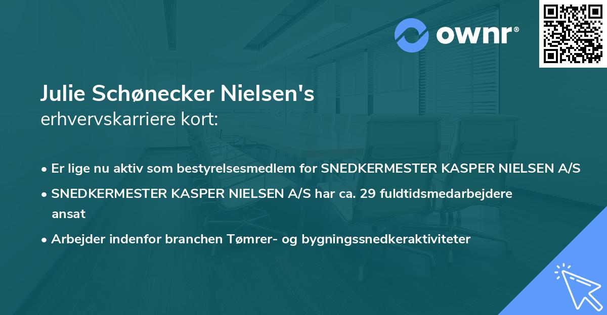 Julie Schønecker Nielsen's erhvervskarriere kort