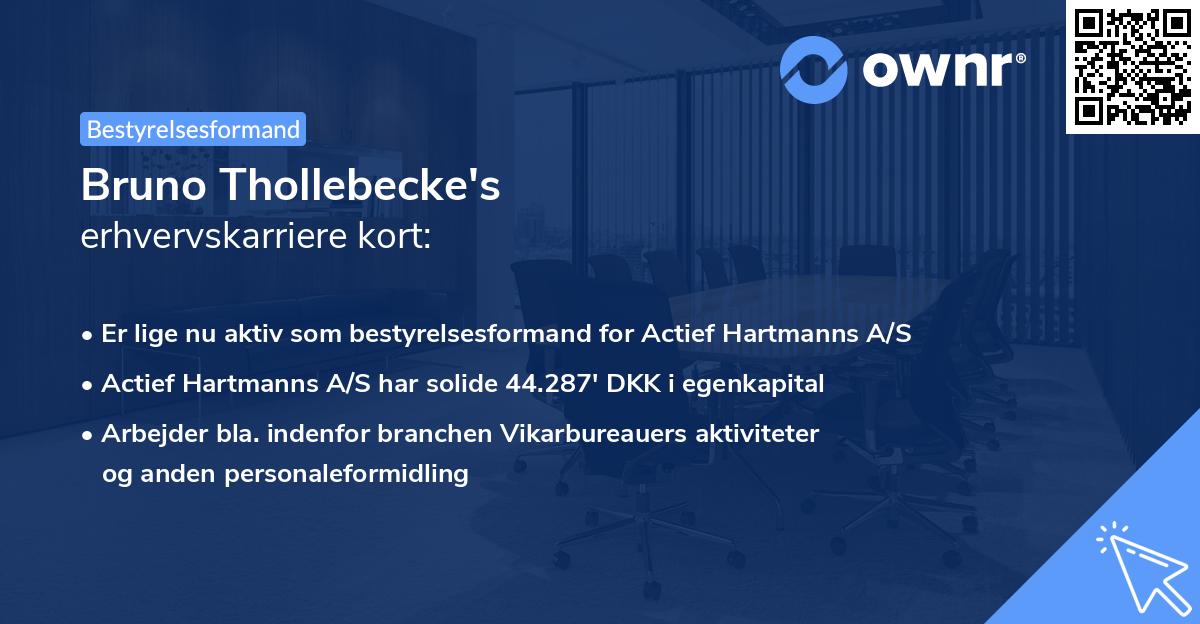 Bruno Thollebecke's erhvervskarriere kort