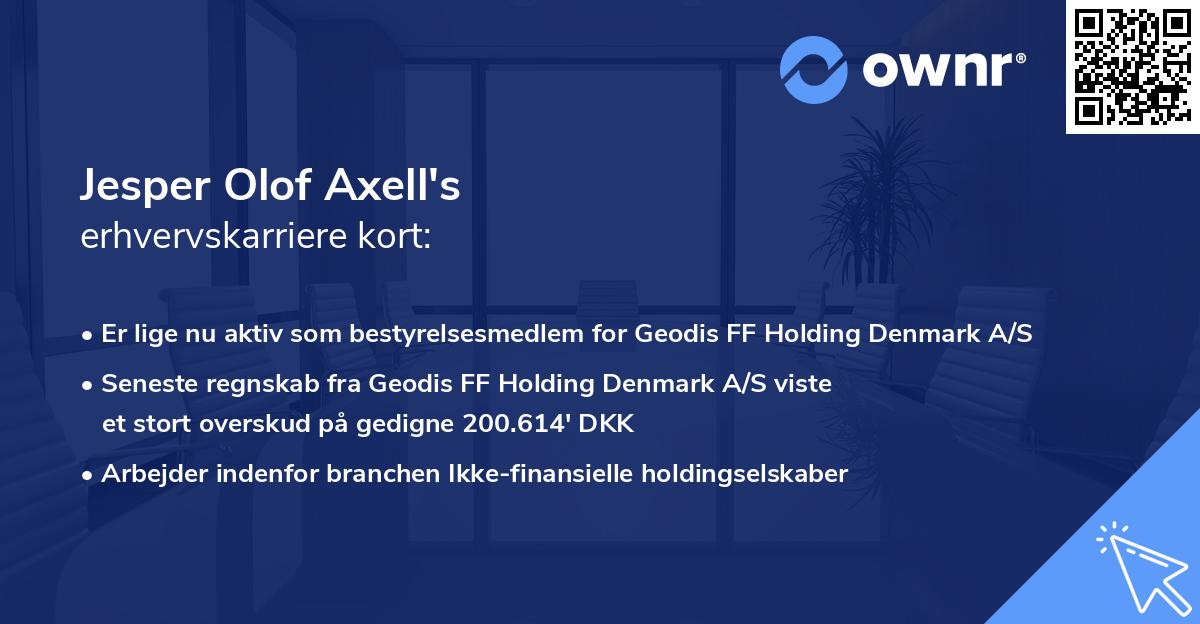 Jesper Olof Axell's erhvervskarriere kort
