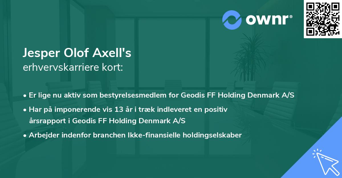 Jesper Olof Axell's erhvervskarriere kort