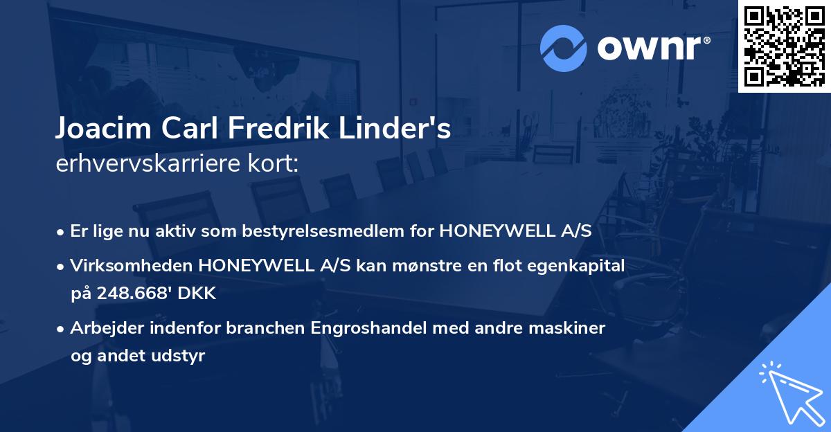Joacim Carl Fredrik Linder's erhvervskarriere kort