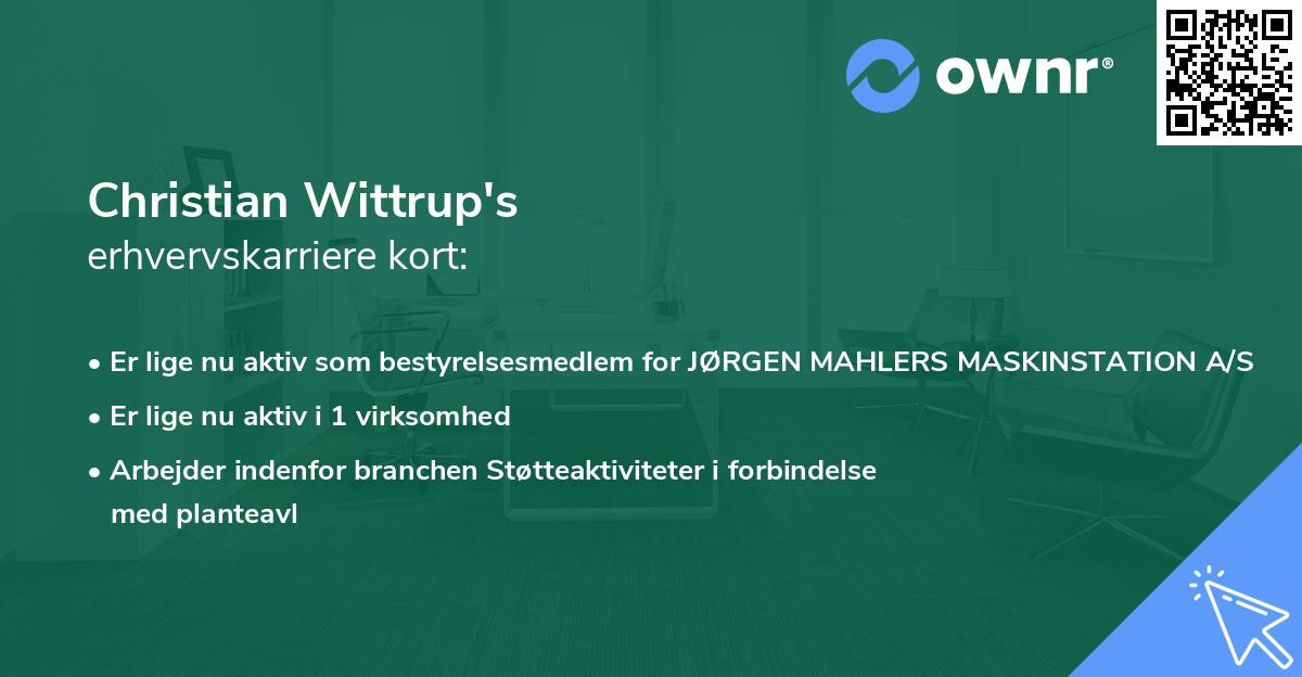 Christian Wittrup's erhvervskarriere kort