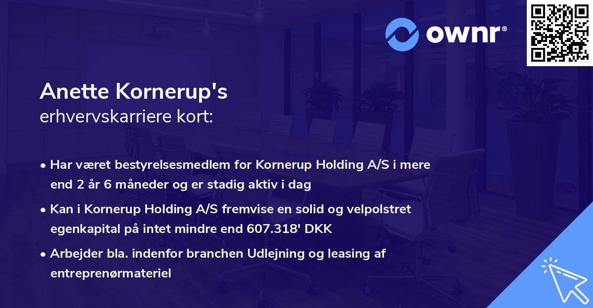 Anette Kornerup's erhvervskarriere kort