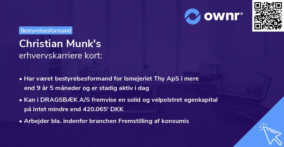 Christian Munk's erhvervskarriere kort