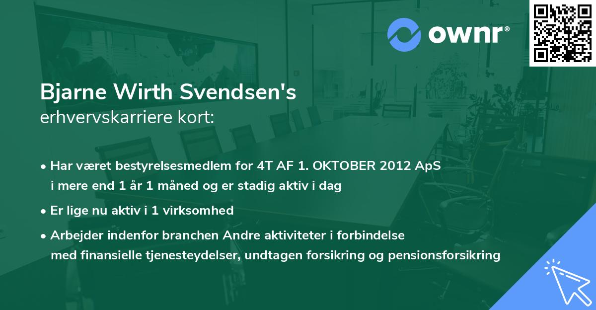 Bjarne Wirth Svendsen's erhvervskarriere kort