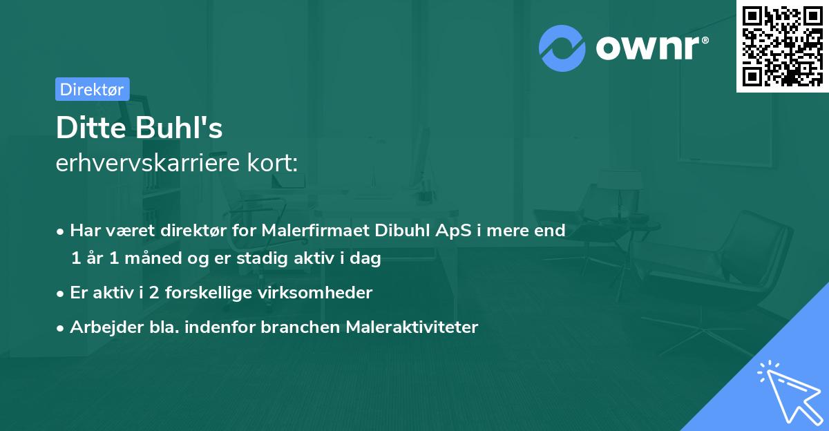 Ditte Buhl's erhvervskarriere kort