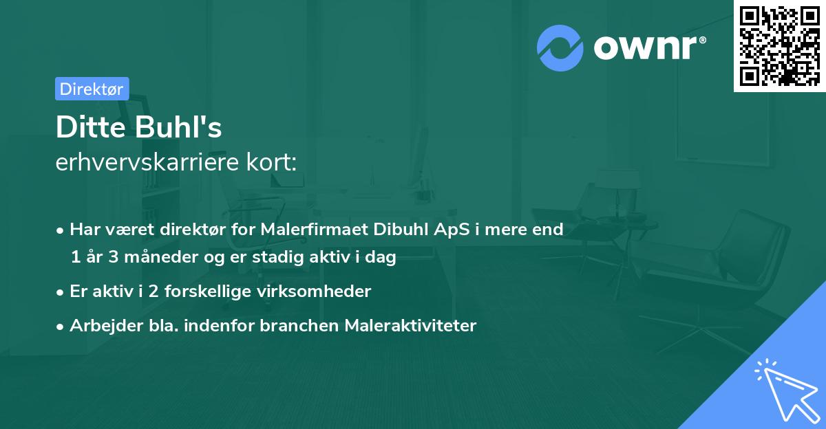 Ditte Buhl's erhvervskarriere kort