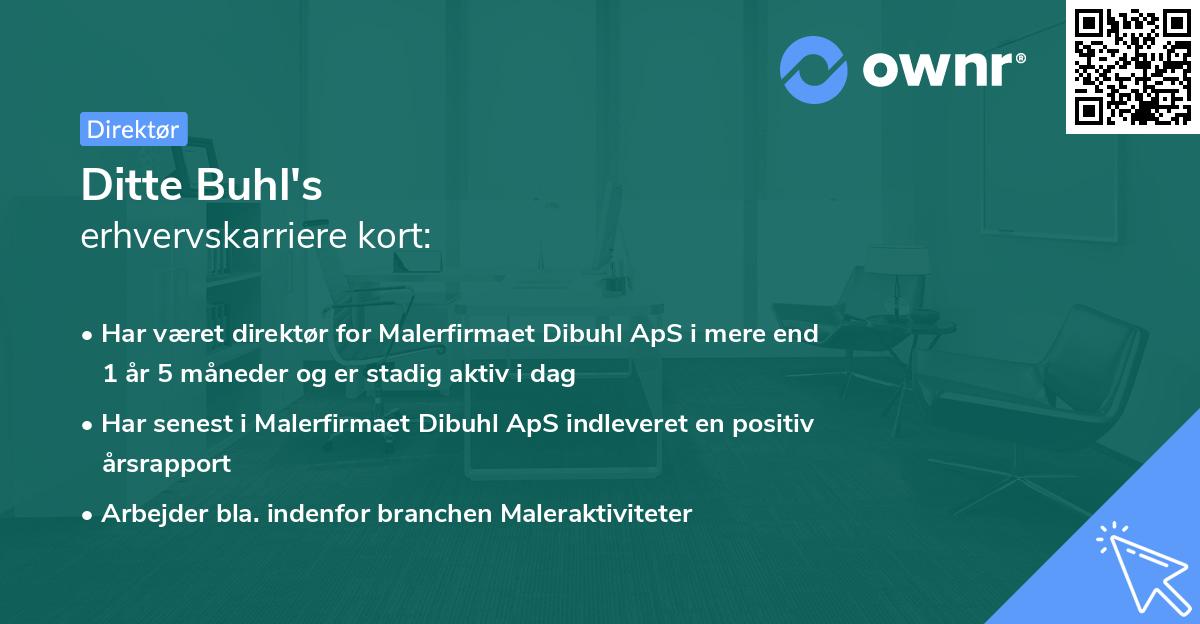 Ditte Buhl's erhvervskarriere kort