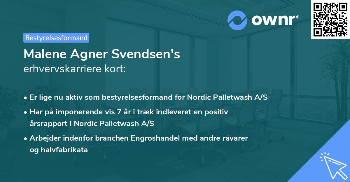 Malene Agner Svendsen's erhvervskarriere kort