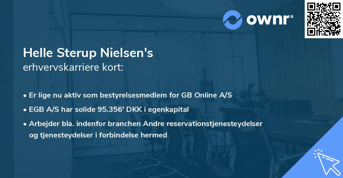 Helle Sterup Nielsen's erhvervskarriere kort