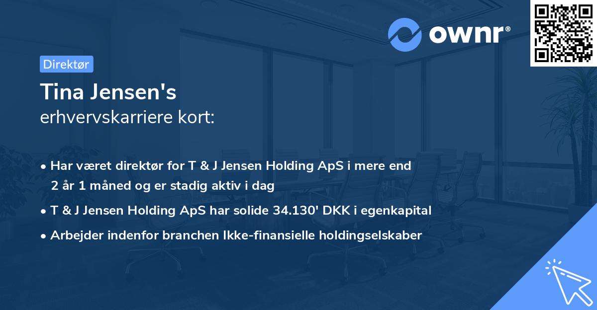 Tina Jensen's erhvervskarriere kort