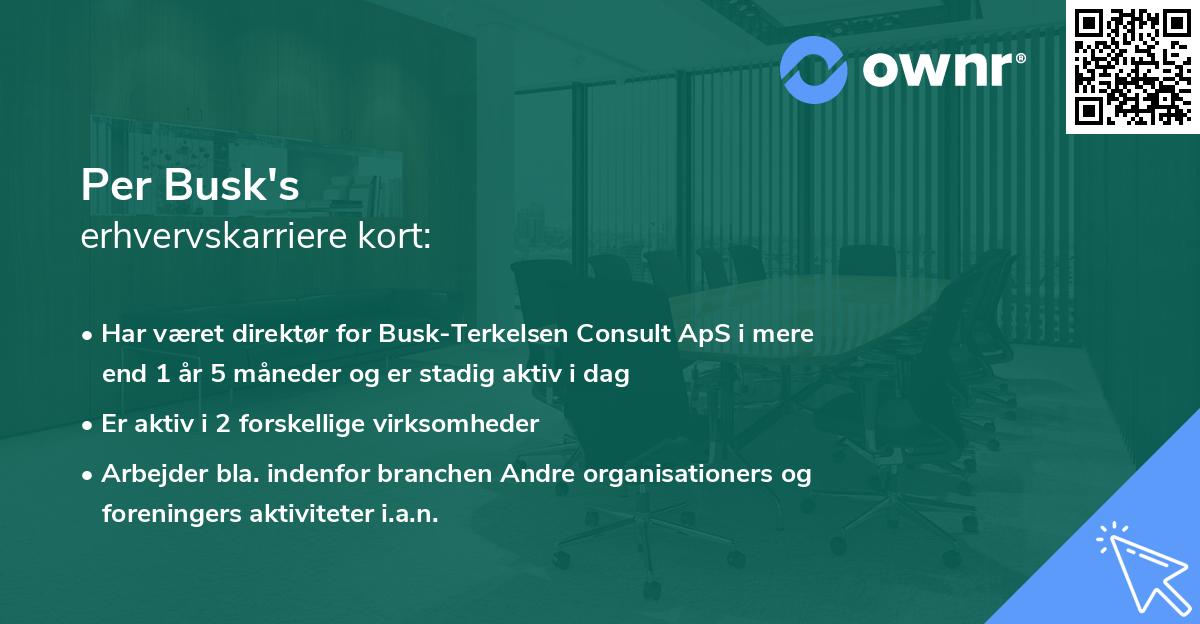 Per Busk's erhvervskarriere kort