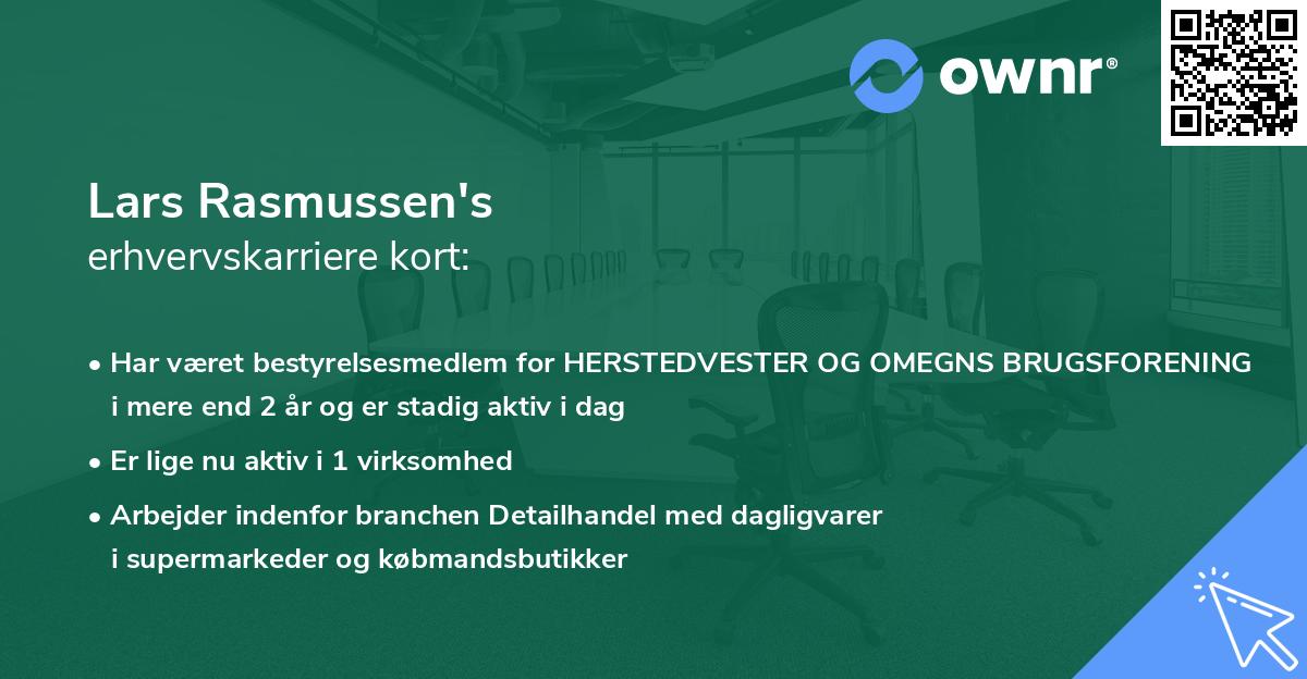 Lars Rasmussen's erhvervskarriere kort
