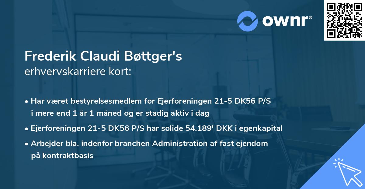 Frederik Claudi Bøttger's erhvervskarriere kort