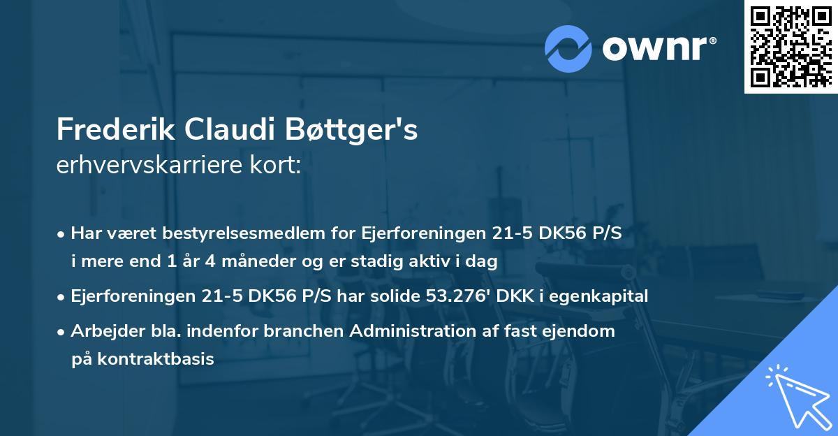 Frederik Claudi Bøttger's erhvervskarriere kort
