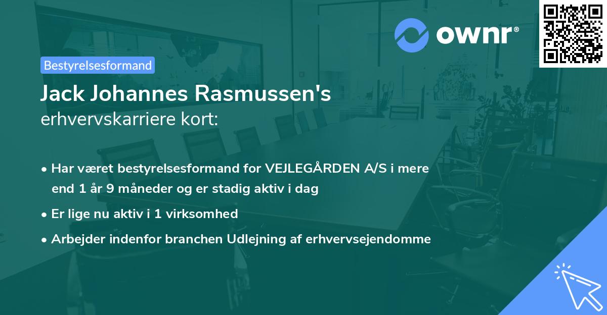 Jack Johannes Rasmussen's erhvervskarriere kort