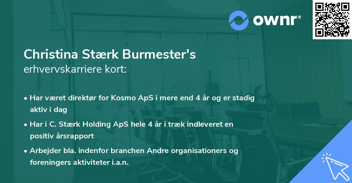 Christina Stærk Burmester's erhvervskarriere kort