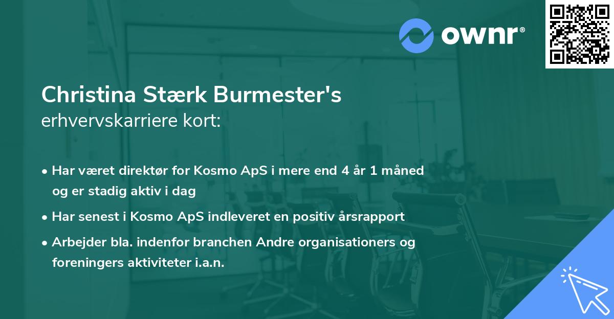 Christina Stærk Burmester's erhvervskarriere kort