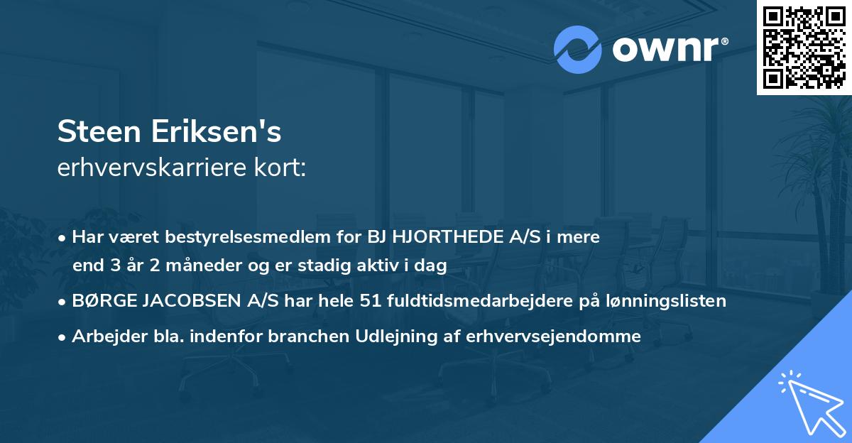 Steen Eriksen's erhvervskarriere kort