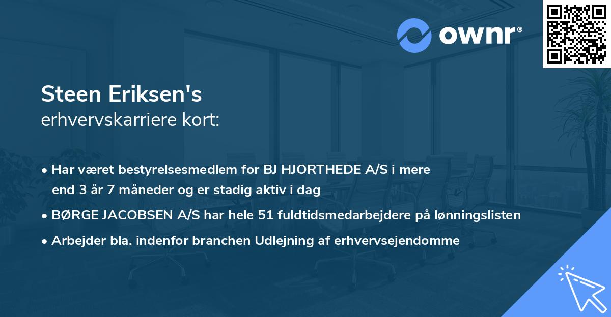Steen Eriksen's erhvervskarriere kort