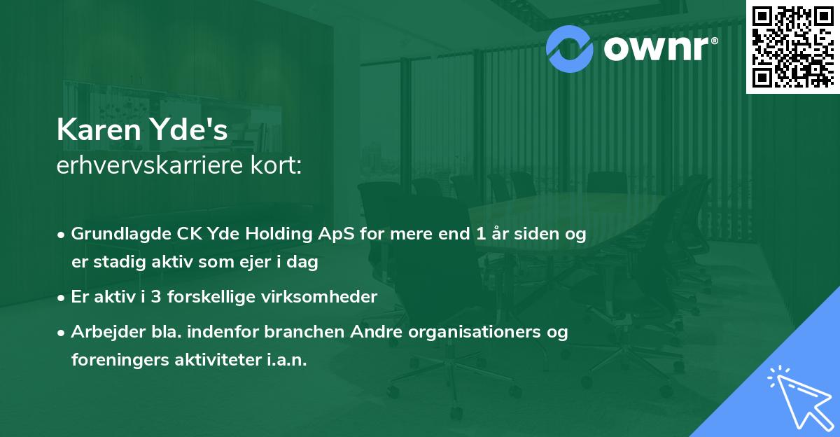 Karen Yde's erhvervskarriere kort