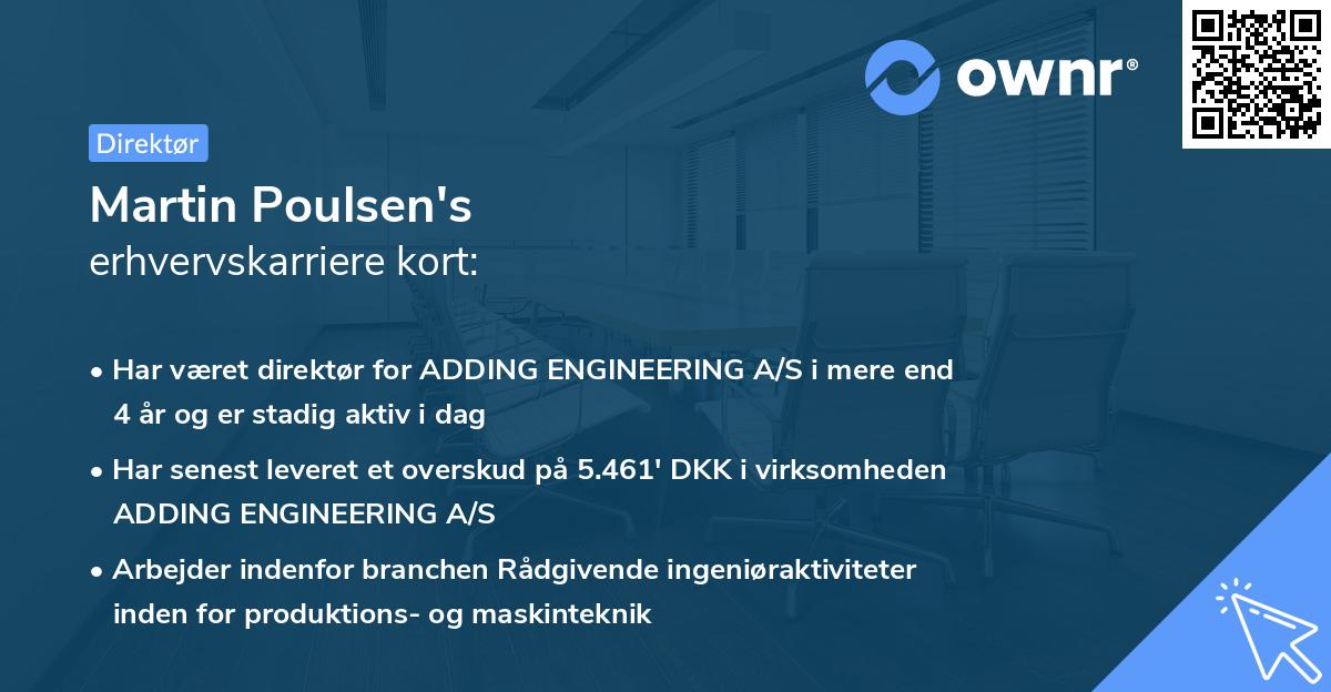 Martin Poulsen's erhvervskarriere kort