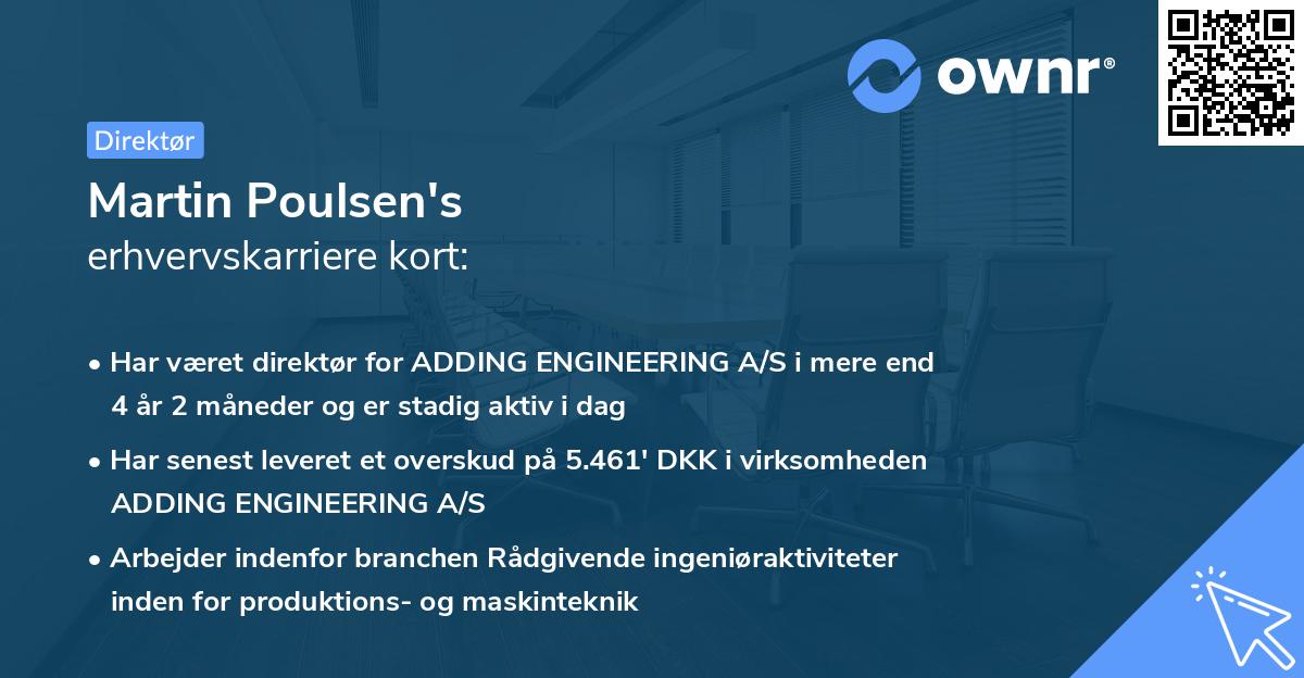 Martin Poulsen's erhvervskarriere kort