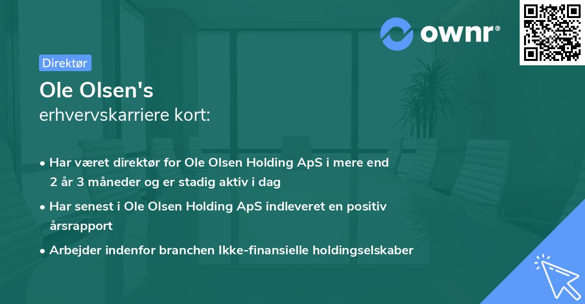Ole Olsen's erhvervskarriere kort