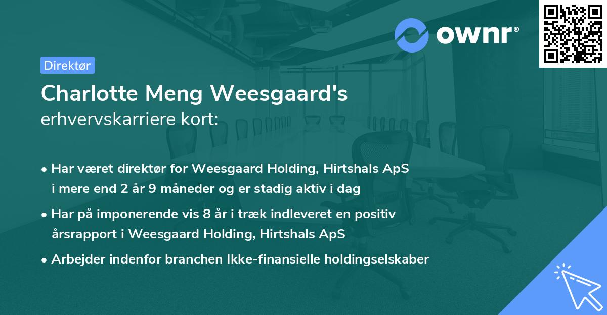 Charlotte Meng Weesgaard's erhvervskarriere kort