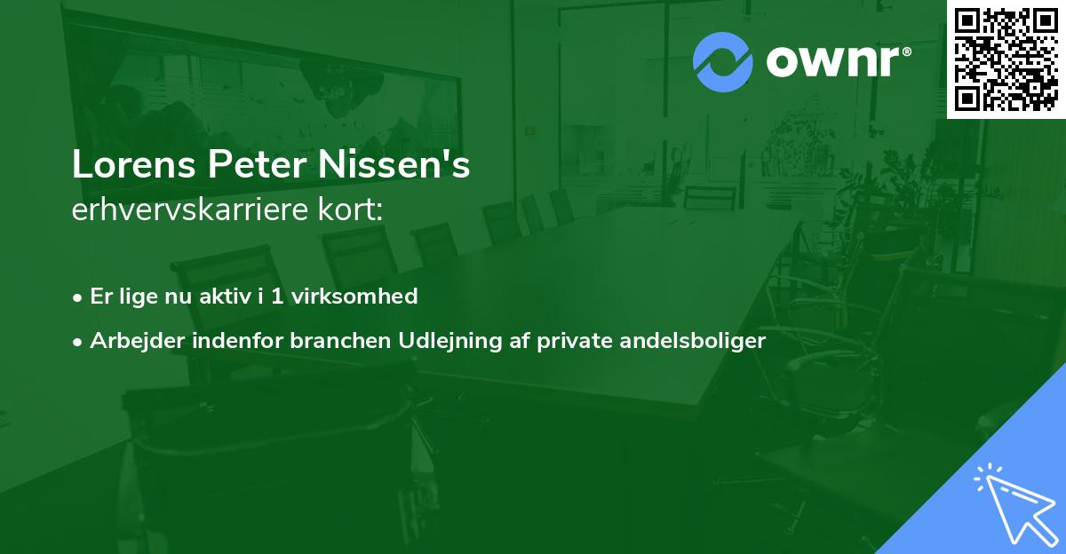 Lorens Peter Nissen's erhvervskarriere kort