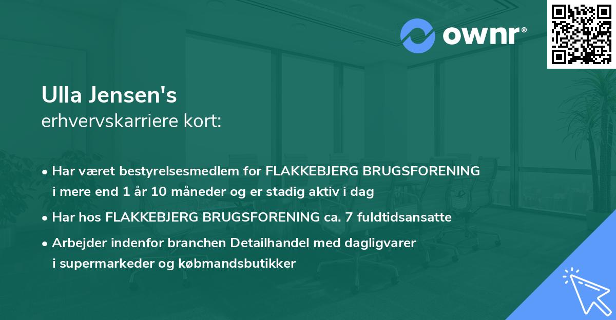Ulla Jensen's erhvervskarriere kort