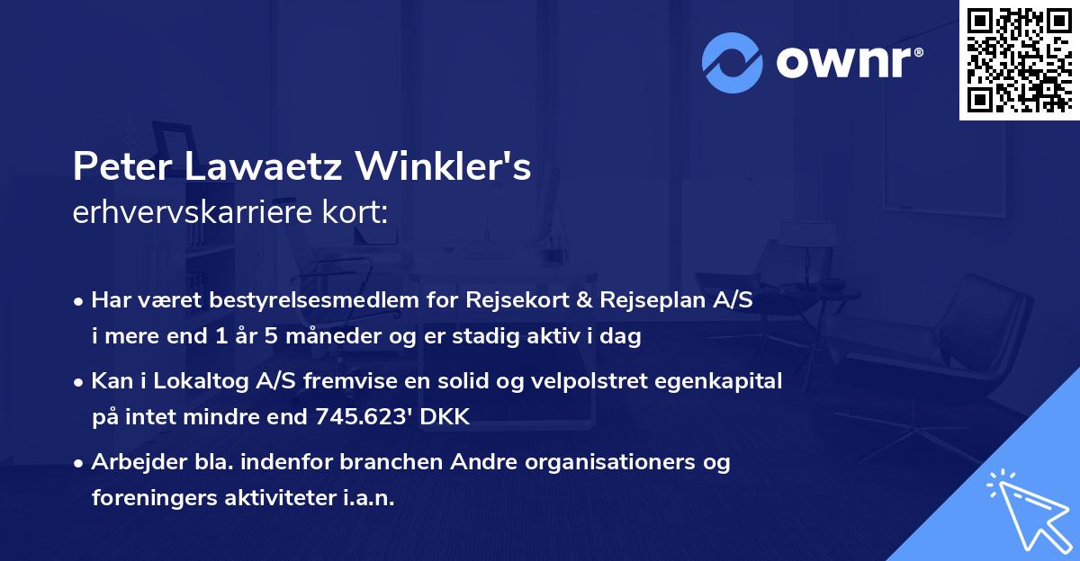 Peter Lawaetz Winkler's erhvervskarriere kort