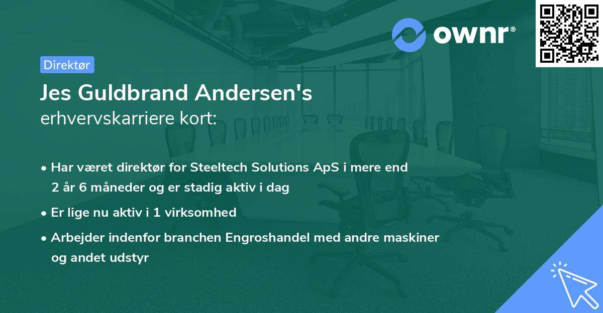 Jes Guldbrand Andersen's erhvervskarriere kort