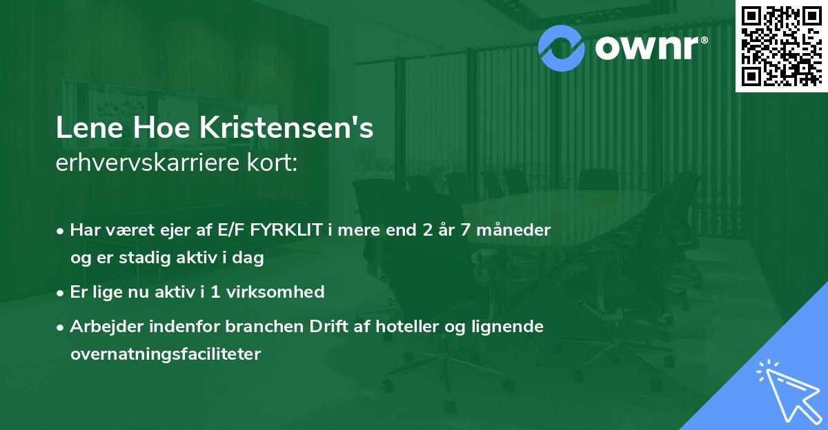 Lene Hoe Kristensen's erhvervskarriere kort