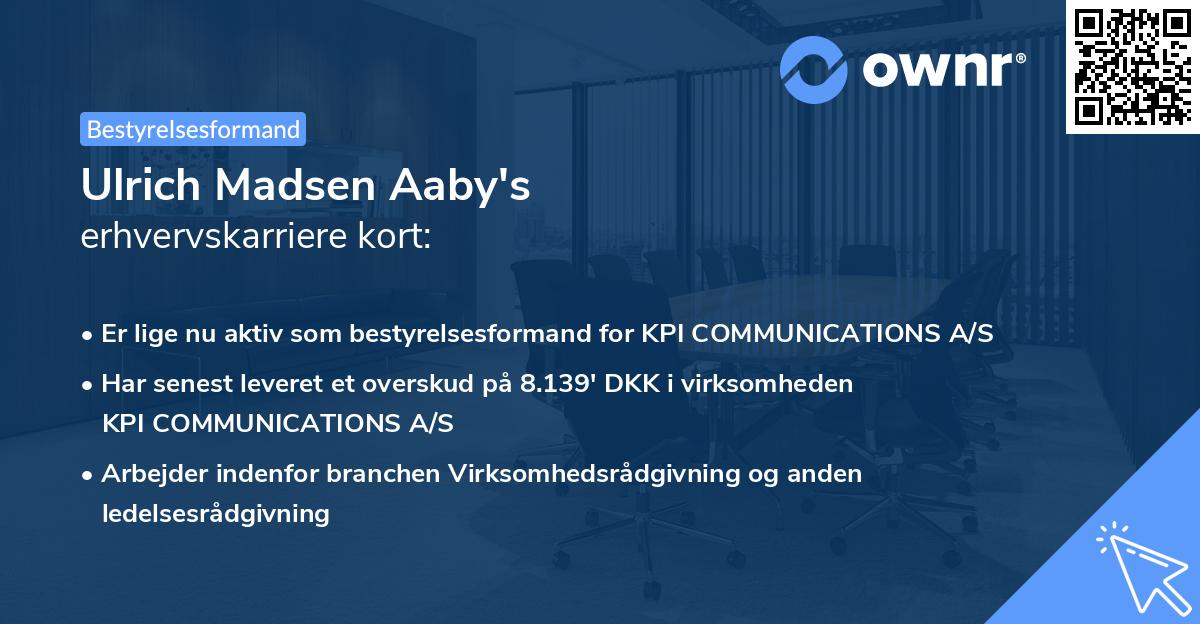 Ulrich Madsen Aaby's erhvervskarriere kort
