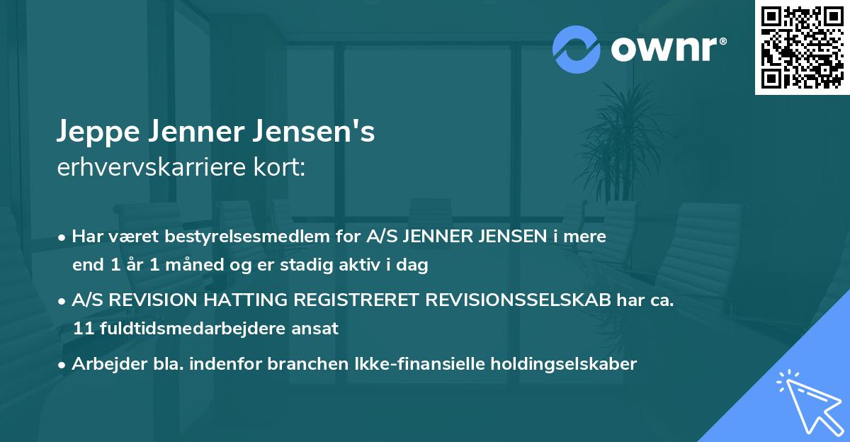 Jeppe Jenner Jensen's erhvervskarriere kort