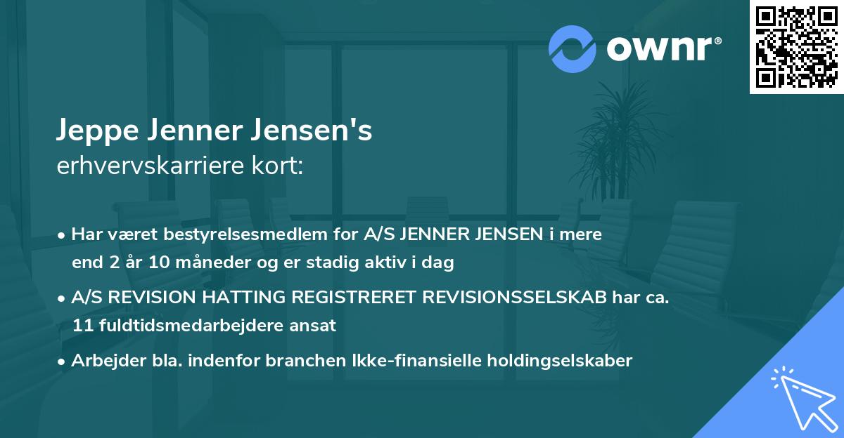 Jeppe Jenner Jensen's erhvervskarriere kort